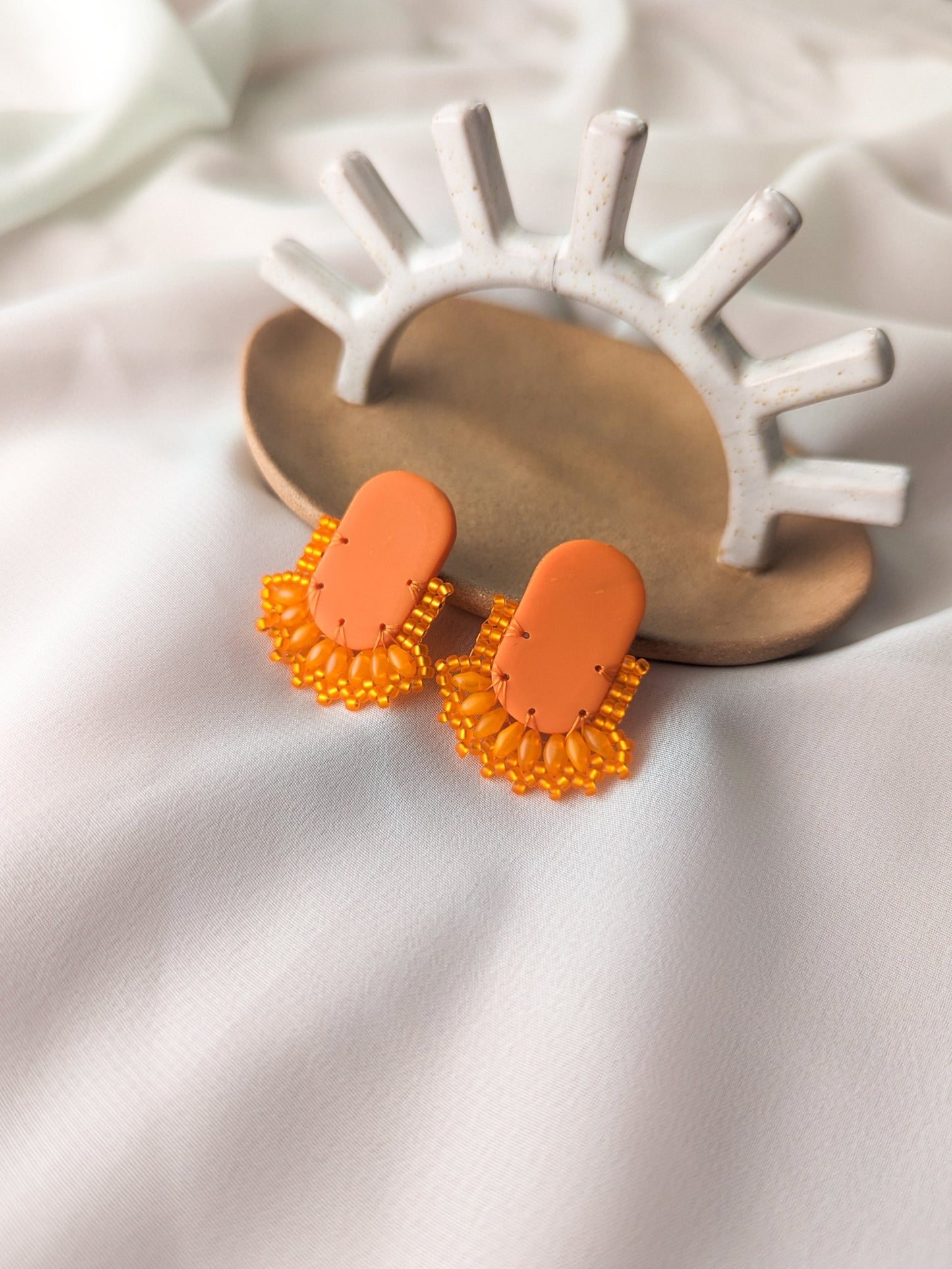 Oval Stud - Juicy Orange (All Bright)  - Made To Order