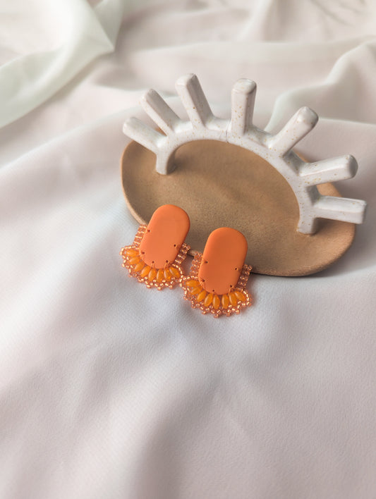 Oval Stud - Juicy Orange & Peach