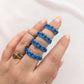 Chunky Ring - 4 Petal Flower - Monochromatic Blue - Choose Your Size