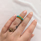Chunky Ring - 4 Petal Flower - Mango & Teal - Choose Your Size