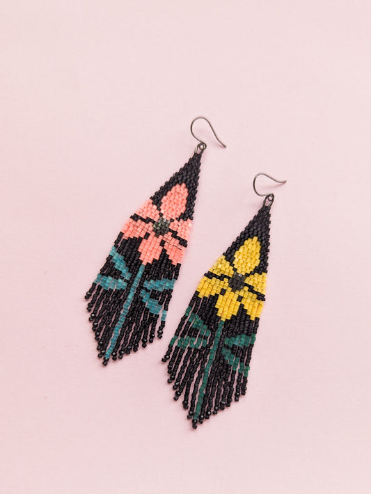 Bloom Satin Fringe - Pink & Sunflower