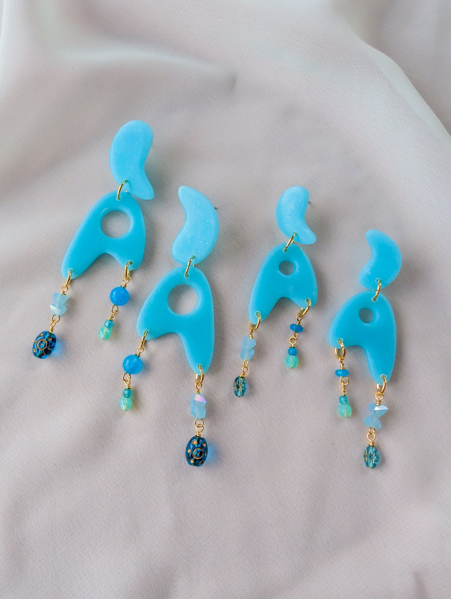 Jetsons - Blue Raspberry - Agate, Crystal, Twinkle Beads - Buffed