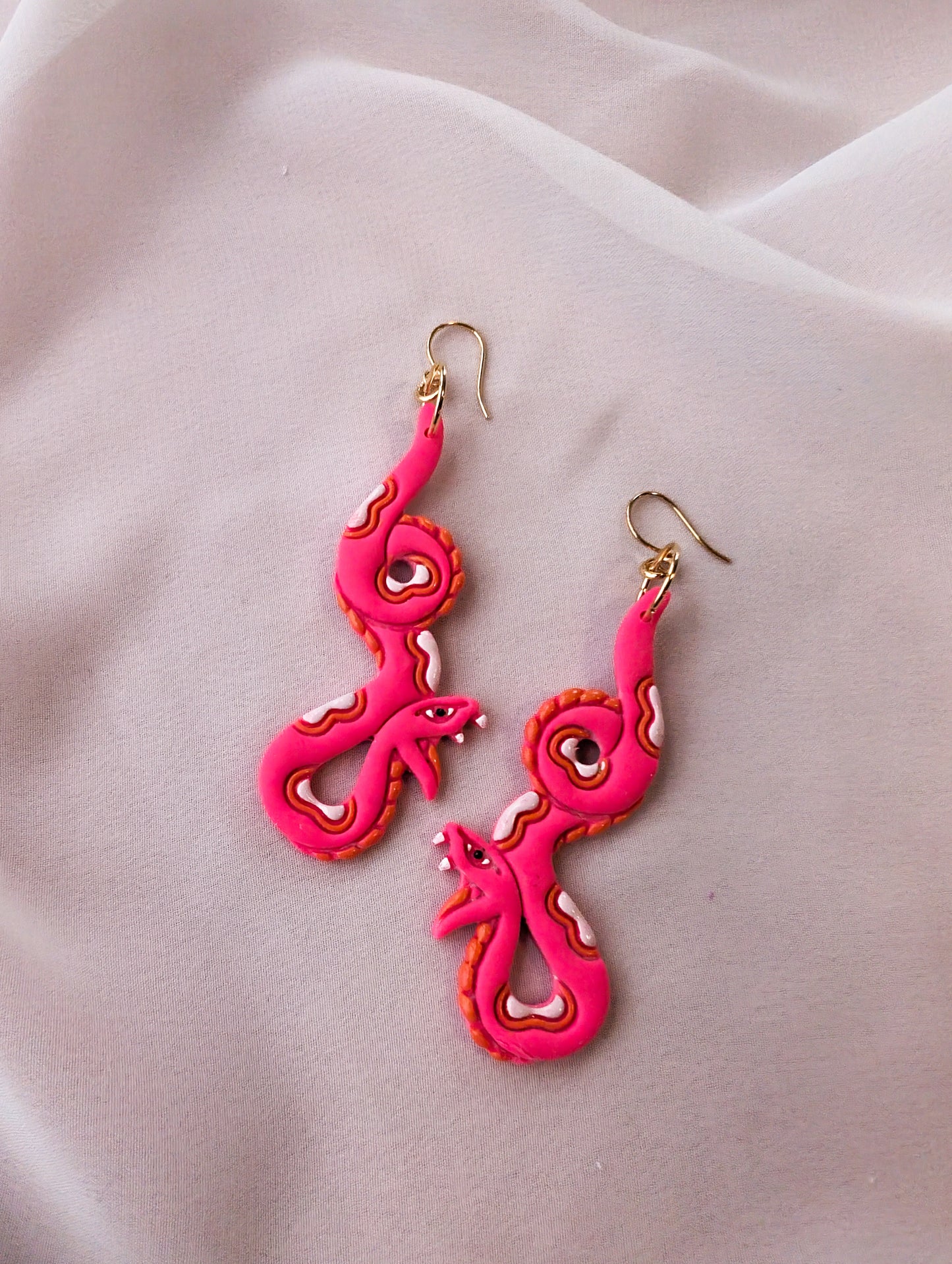 Fanged Snake - Hot Pink - Hand Painted