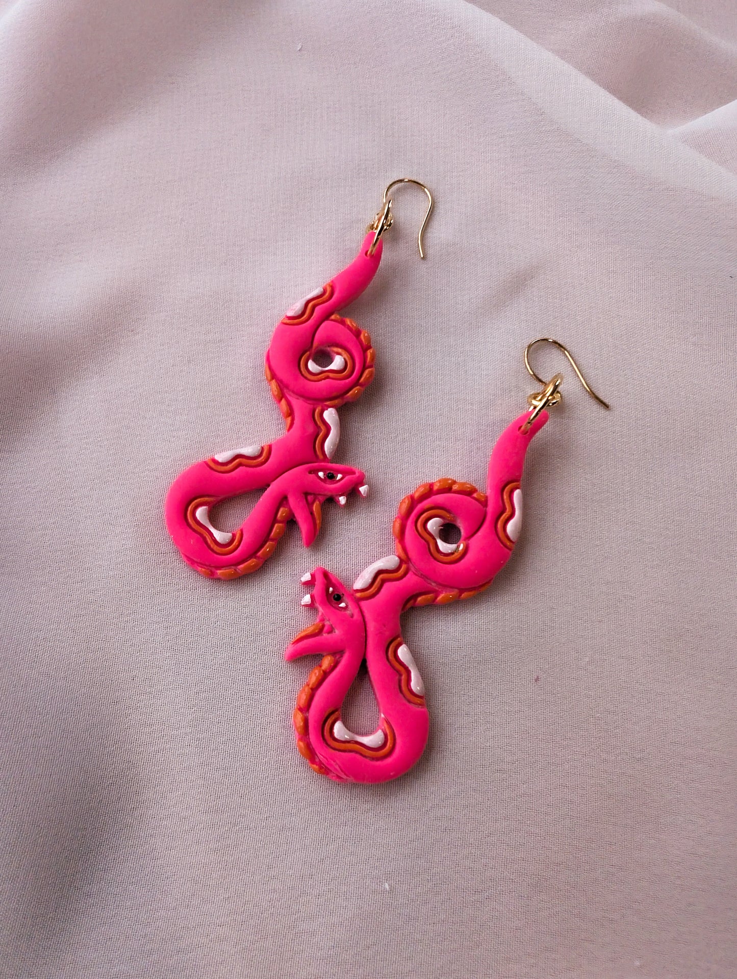 Fanged Snake - Hot Pink - Hand Painted