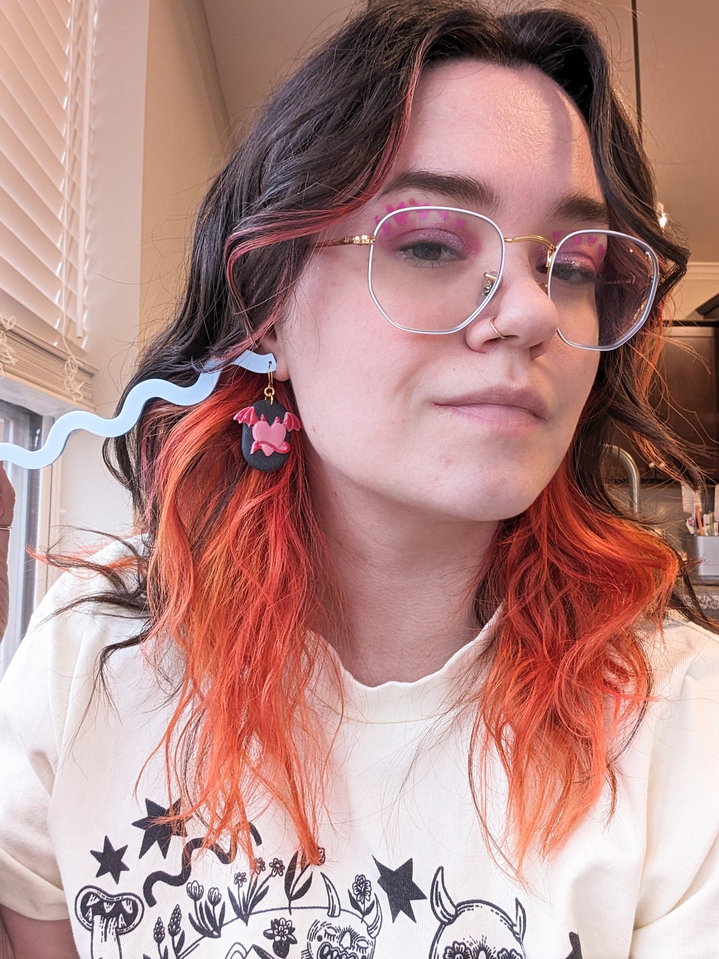 Angel & Devil - Pink Hearts - Hand Painted