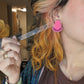 Oval Stud - Pretty Patties - Raspberry