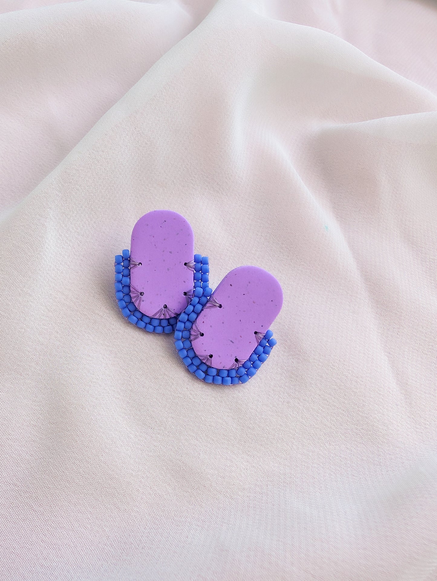 Oval Stud - Dipped - Grape & Periwinkle