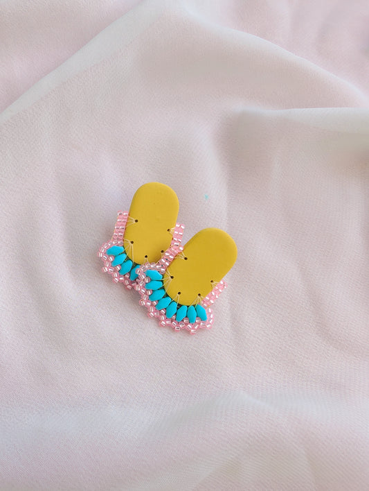 Oval Stud - Yellow Pear, Mint & Pink