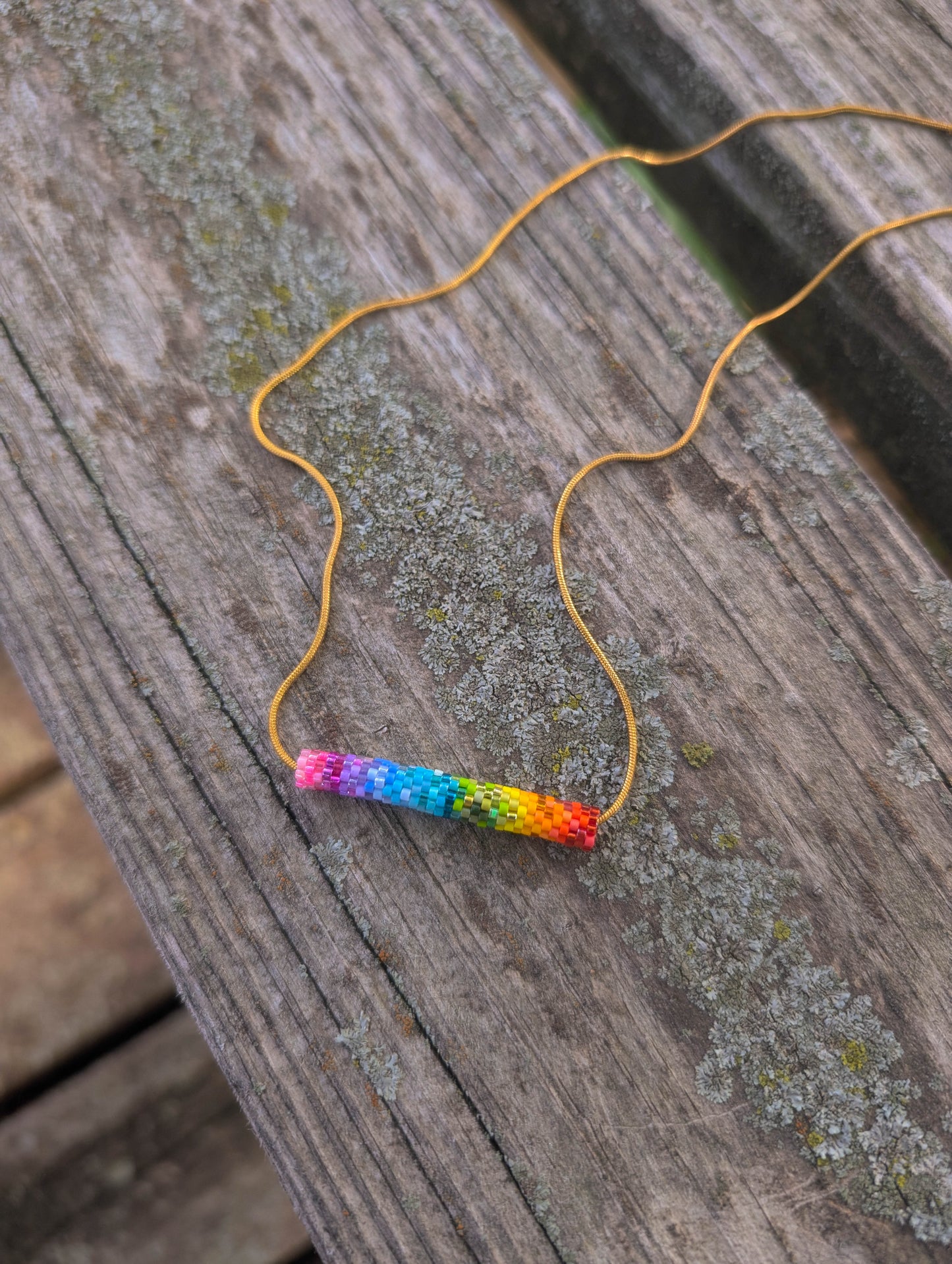 Full Spectrum Necklace - 18 inch Gold Plated Stainless Steel Snake Chain