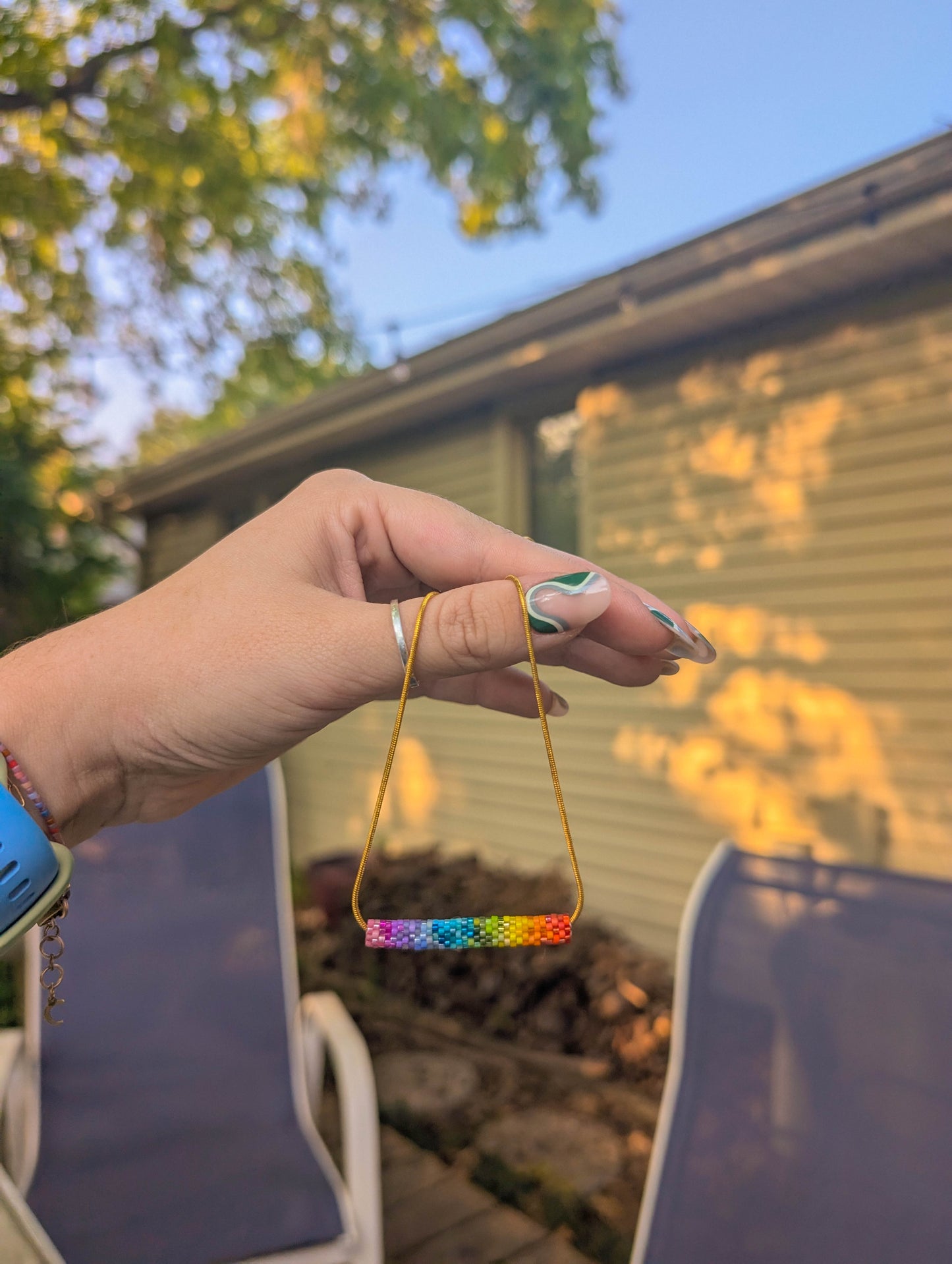 Full Spectrum Necklace - 18 inch Gold Plated Stainless Steel Snake Chain