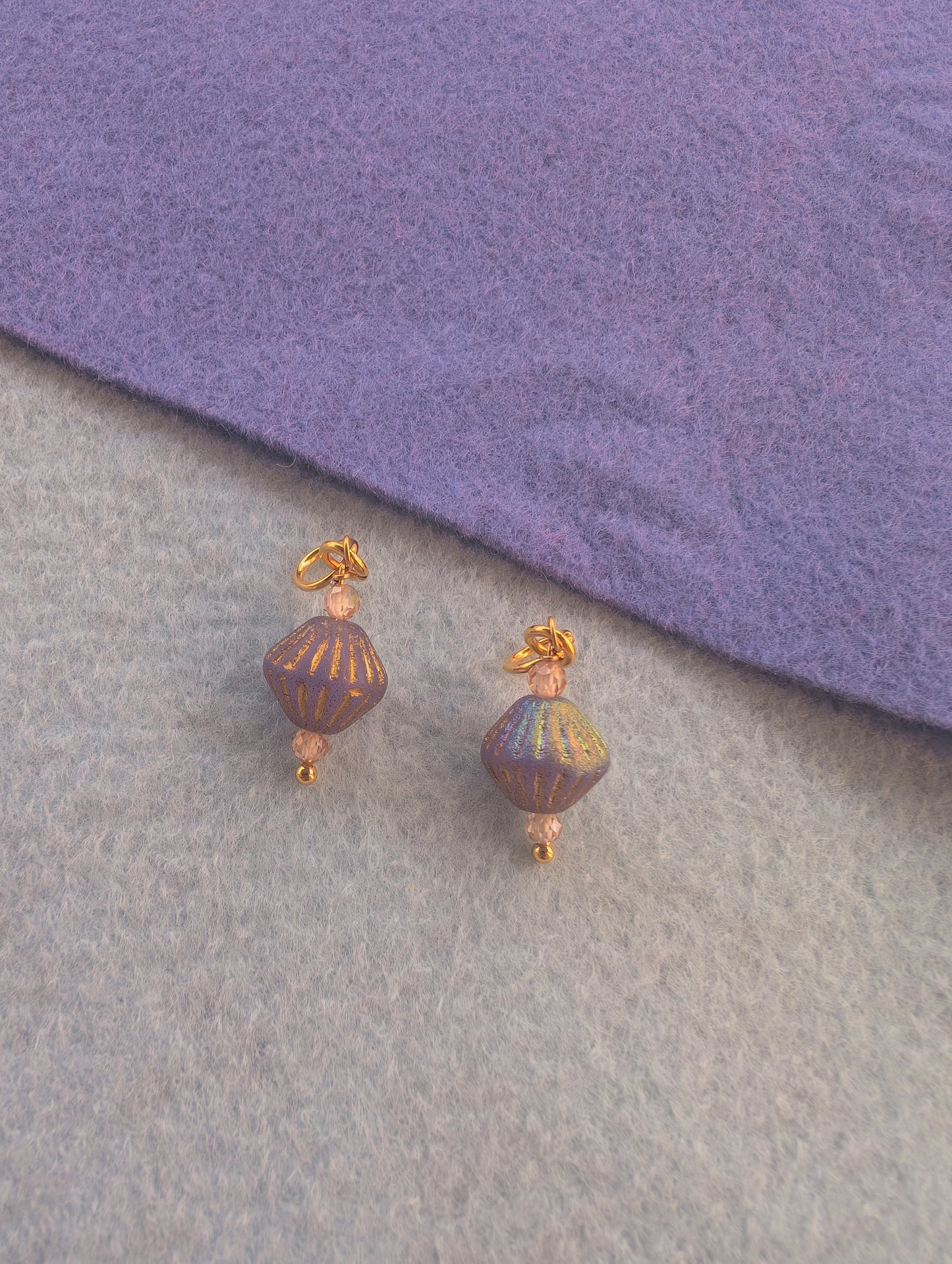 Charms - Lilac Iridescent Diamonds & Peach Ziron