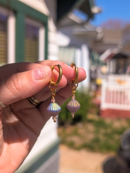 Charms - Lilac Iridescent Diamonds & Peach Ziron