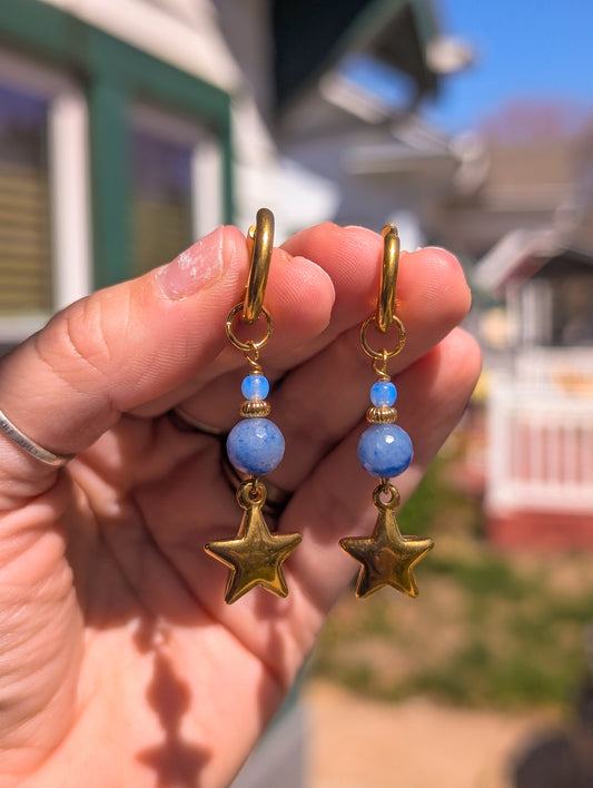Charms - Blue Aventurine - Golden Stars