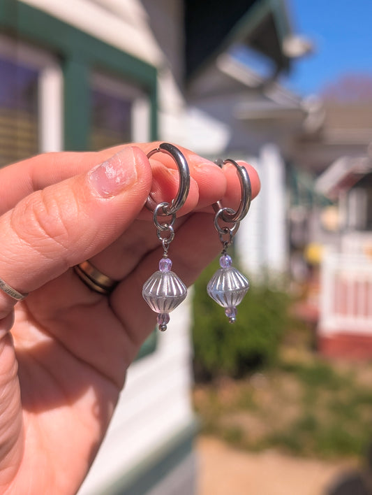 Charms - Silver Iridescent Diamonds & Lilac Crystal