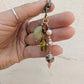 Bag Charm - Peridot - Cloisonné, Pearls, Green Aventurine