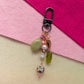 Bag Charm - Peridot - Cloisonné, Pearls, Green Aventurine