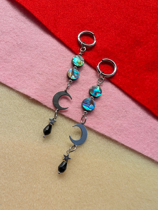 Glimmer - Abalone, Moon & Stars, Faceted Teardrop