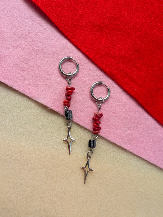 Glimmer - Red Bamboo Coral, Snowflake Obsidian