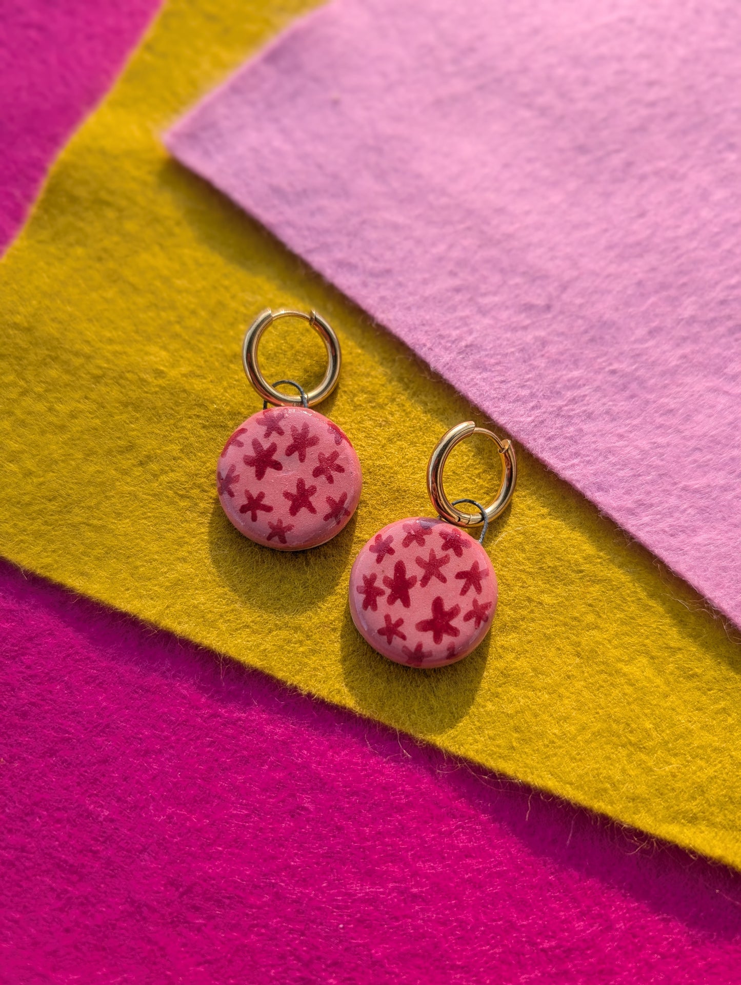 Charms - Stoneware - Pink & Magenta Flowers