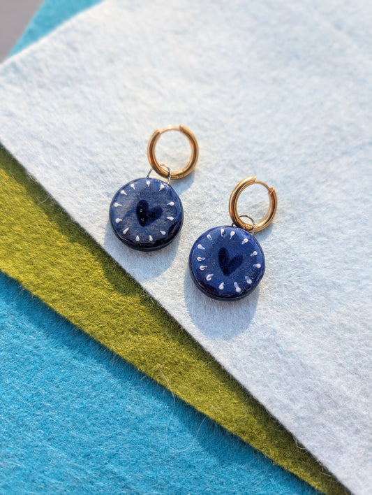 Charms - Stoneware - Cobalt Hearts & Teardrops