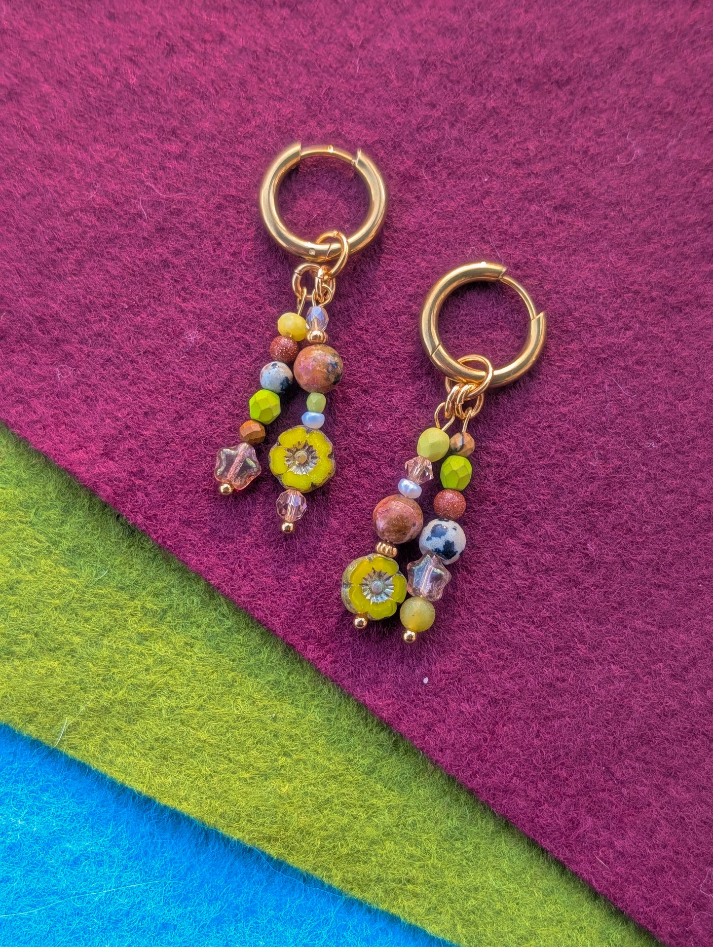 Dalmatian Jasper, Strawberry Quartz, Pearl, Daisy - Gemstone Gallery #7