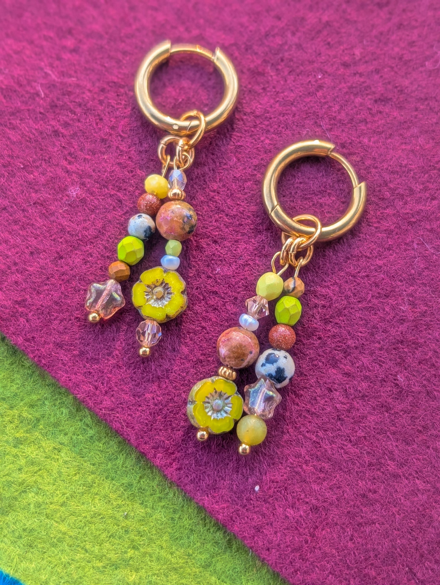 Dalmatian Jasper, Strawberry Quartz, Pearl, Daisy - Gemstone Gallery #7