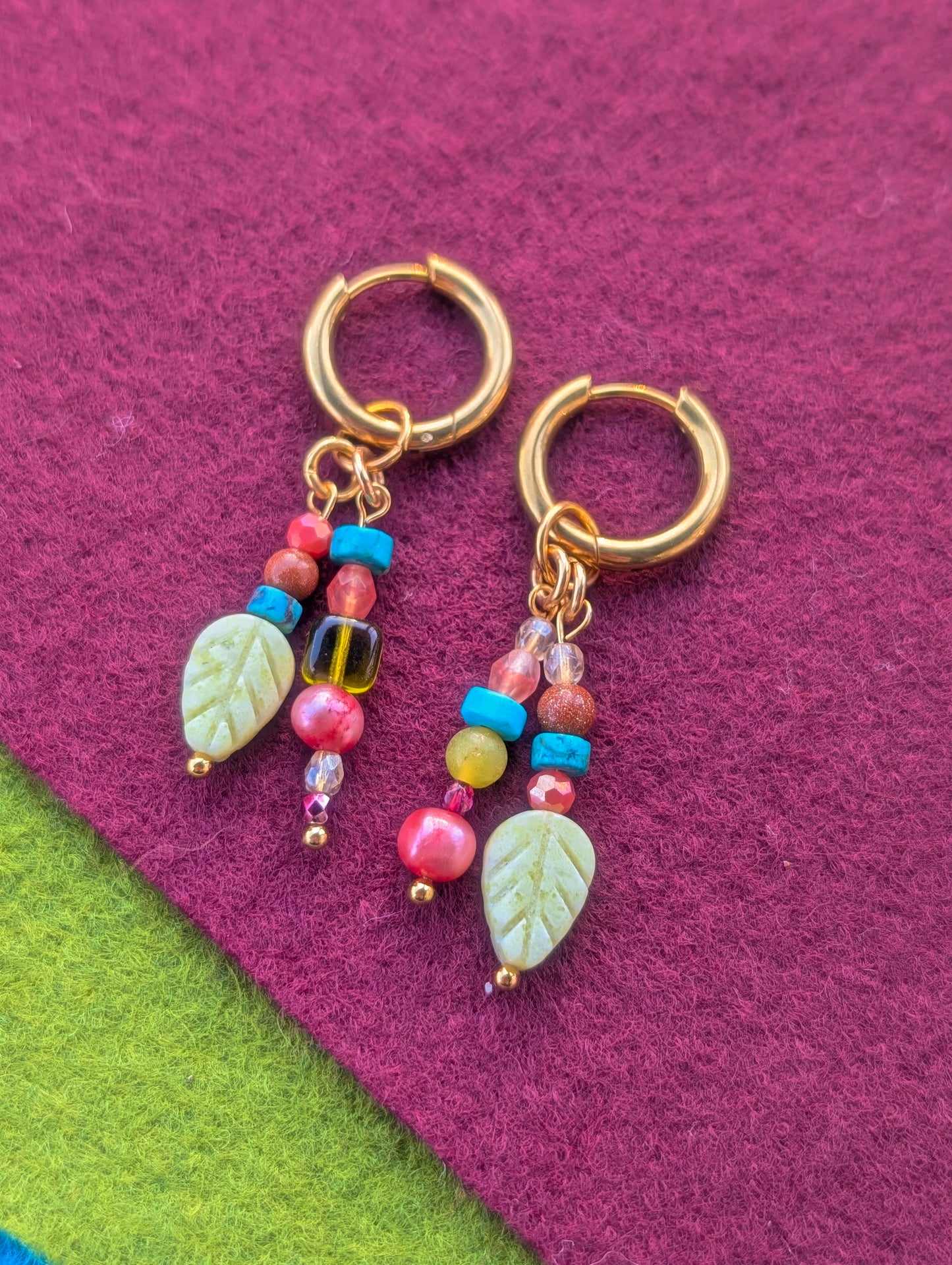 Apetite Leaf, Freshwater Pearl, Turquoise, Goldstone, Citrine - Gemstone Gallery #9