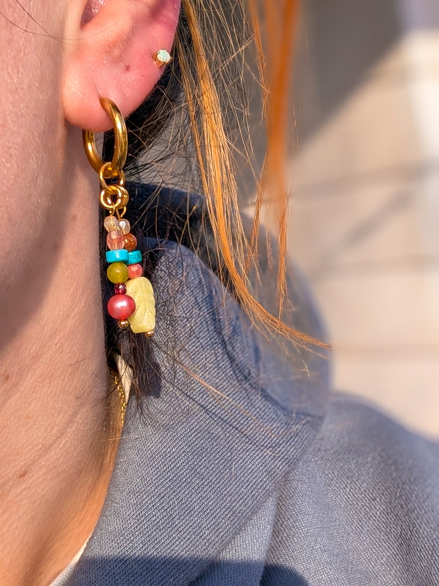 Apetite Leaf, Freshwater Pearl, Turquoise, Goldstone, Citrine - Gemstone Gallery #9