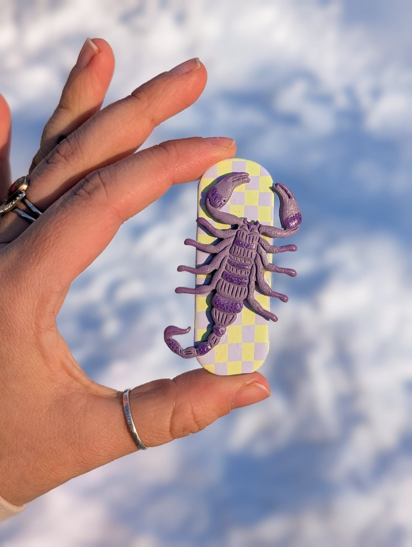 Fridge Magnets - Scorpion - Lilac & Soft Lime Checker