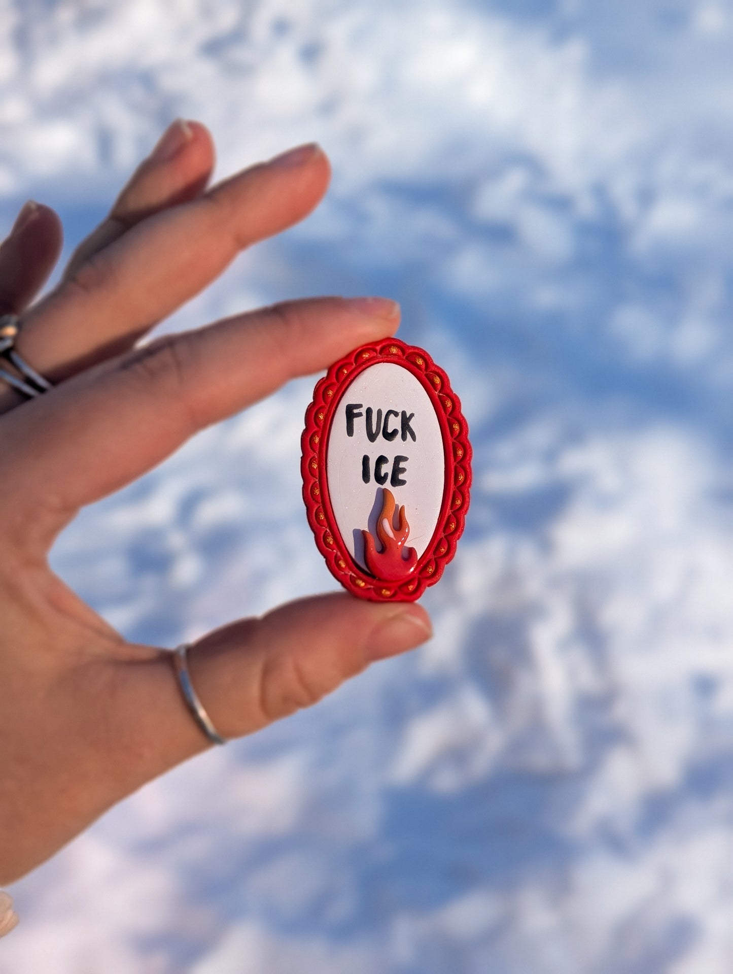 Fridge Magnets - Fuck Ice - Red Oval Frame - 100% donated to NE Appleseed