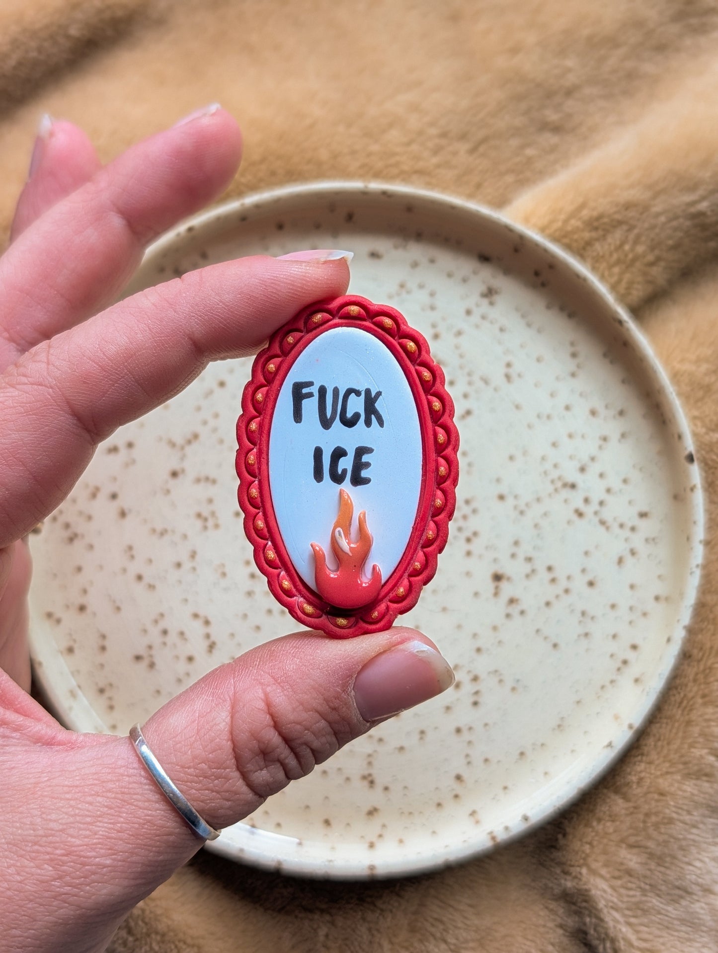 Fridge Magnets - Fuck Ice - Red Oval Frame - 100% donated to NE Appleseed