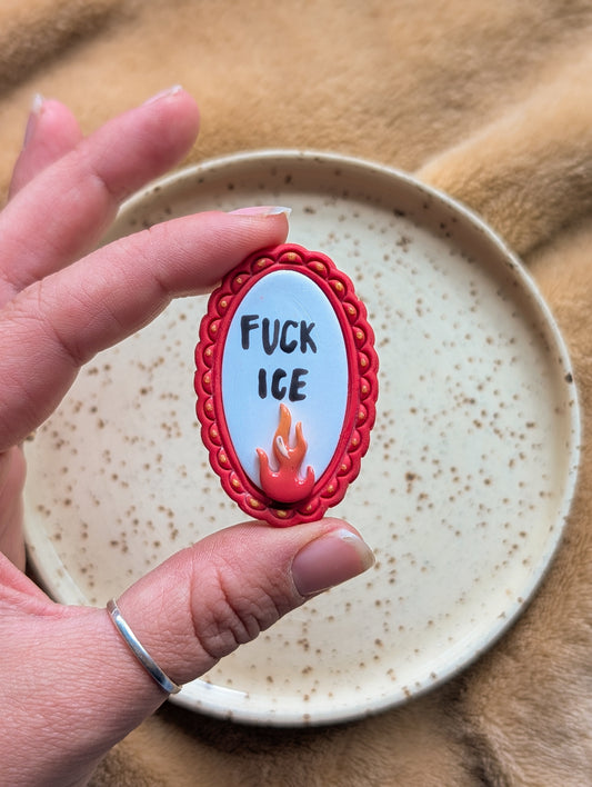 Fridge Magnets - Fuck Ice - Red Oval Frame - 100% donated to NE Appleseed