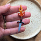 Fridge Magnets - Charm - Flaming Sword - Holographic