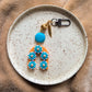 Bag Charm - Turquoise Beaded Flowers