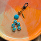 Bag Charm - Turquoise Beaded Flowers