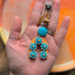 Bag Charm - Turquoise Beaded Flowers