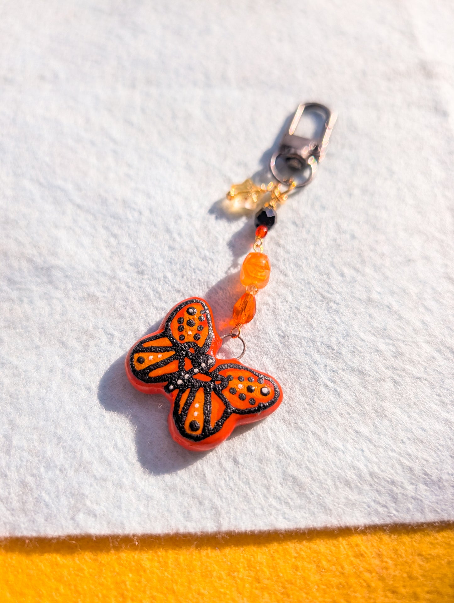 Bag Charm - Monarch Butterfly - Stoneware Pottery