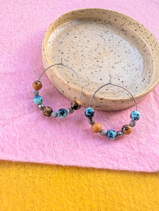 Daily Hoops - Leopard Spots - Blue, Amber, Silver