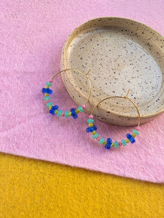 Daily Hoops - Summer Picnic - Pink, Mint, Chartruese, Blue Daisies