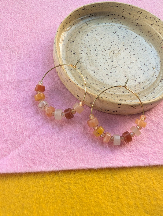 Daily Hoops - Sunstone & Peach Zircon - Peach