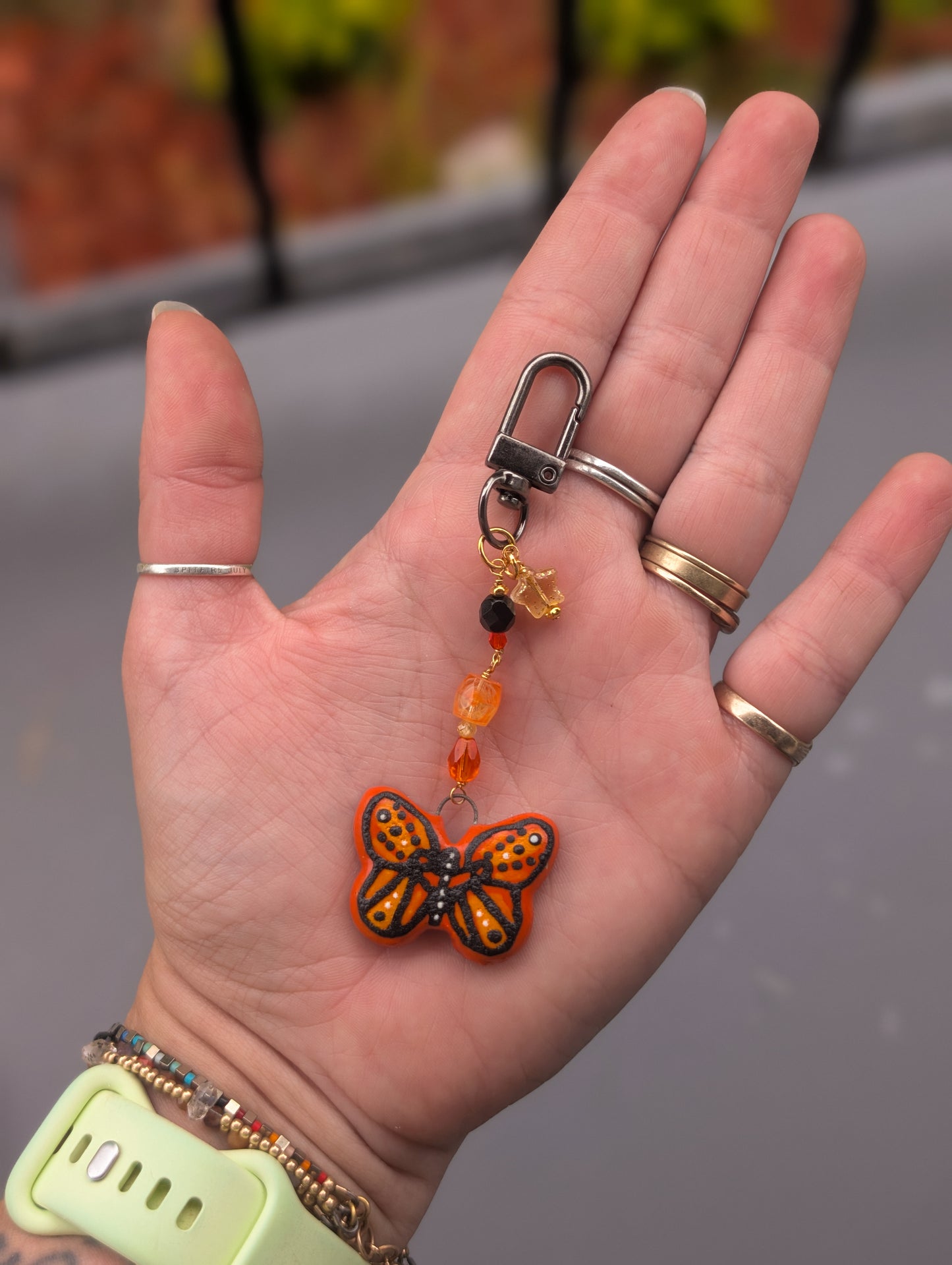 Bag Charm - Monarch Butterfly - Stoneware Pottery