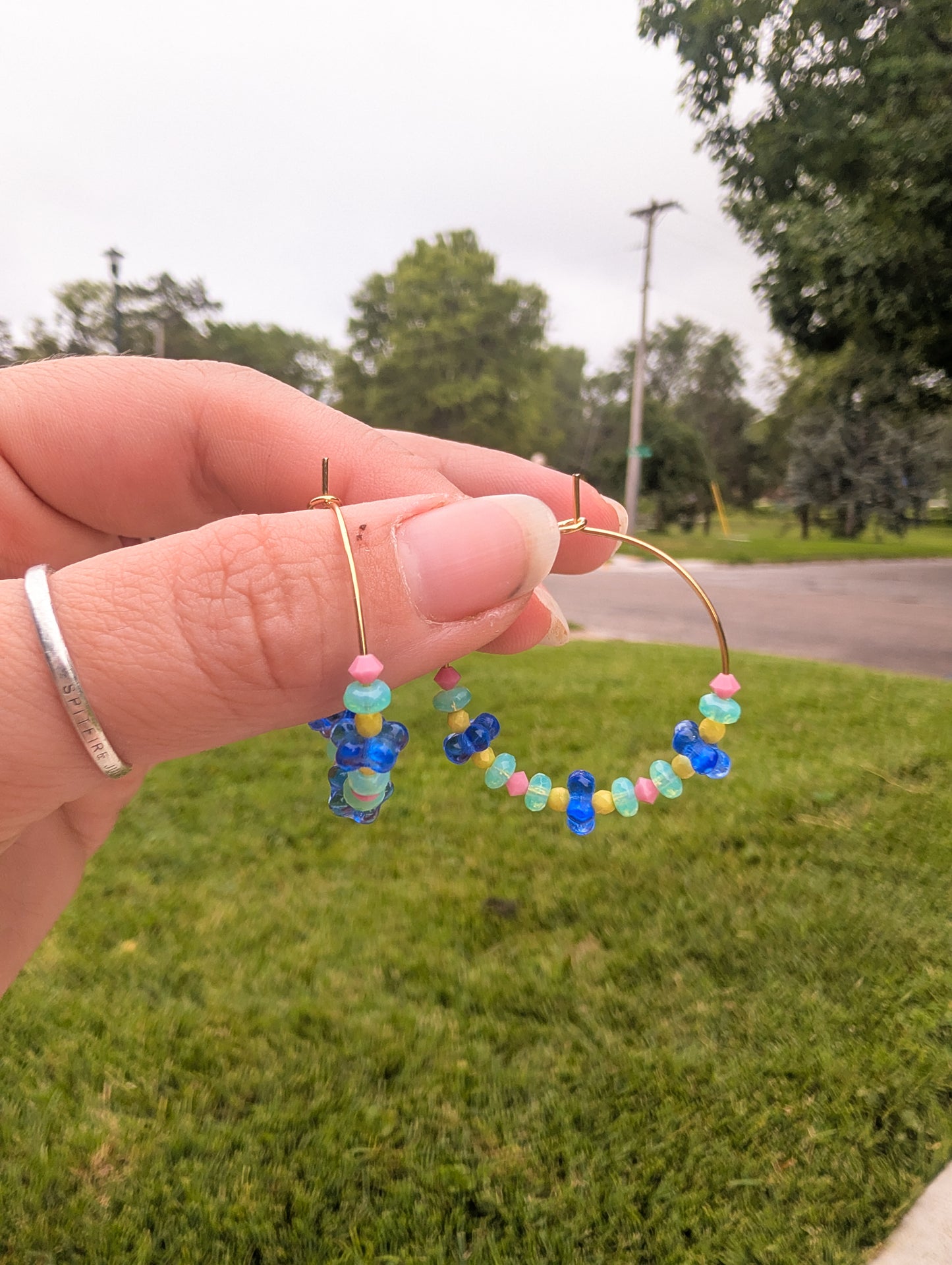 Daily Hoops - Summer Picnic - Pink, Mint, Chartruese, Blue Daisies