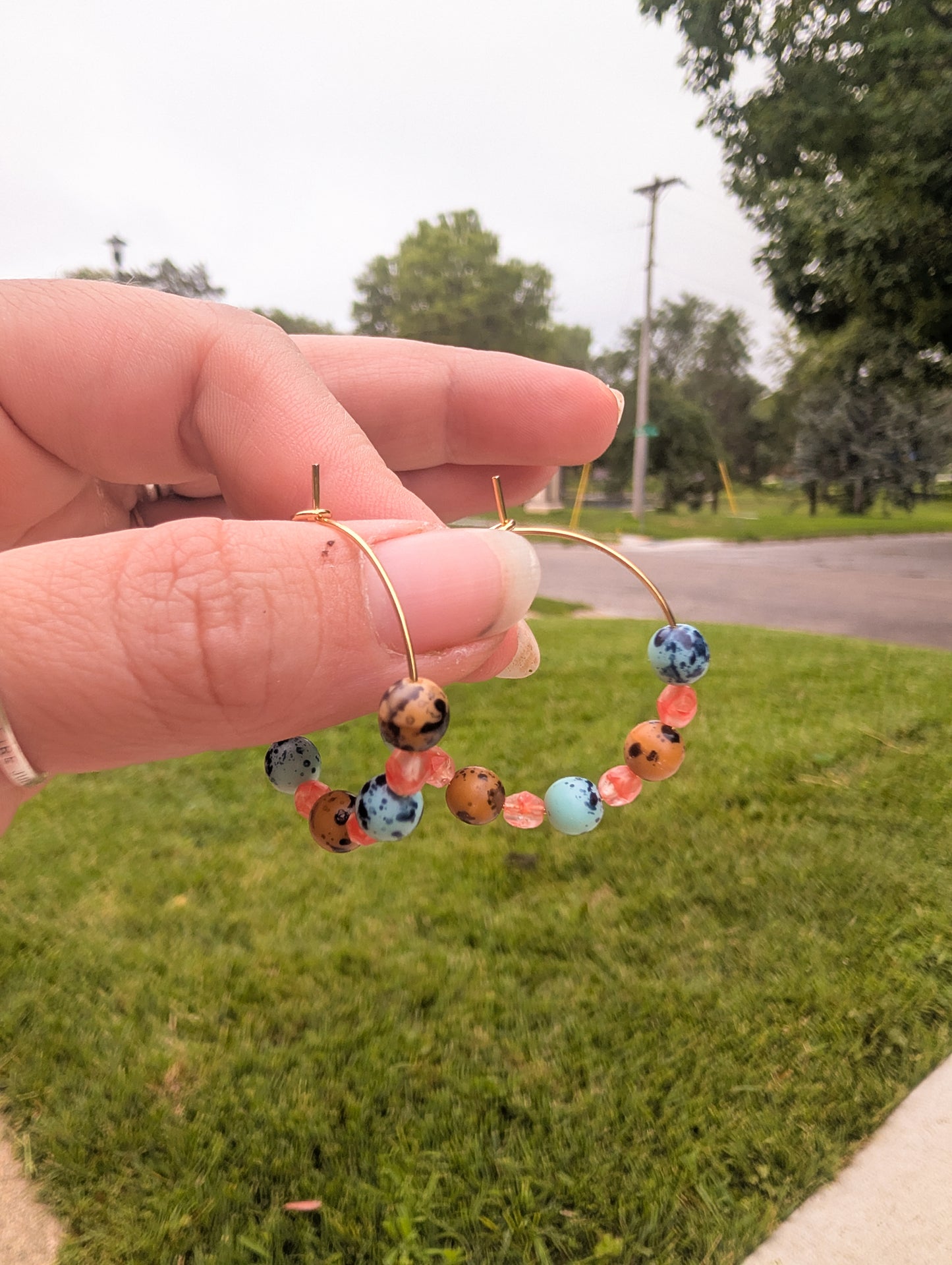 Daily Hoops - Leopard Spots - Blue, Amber, Peach