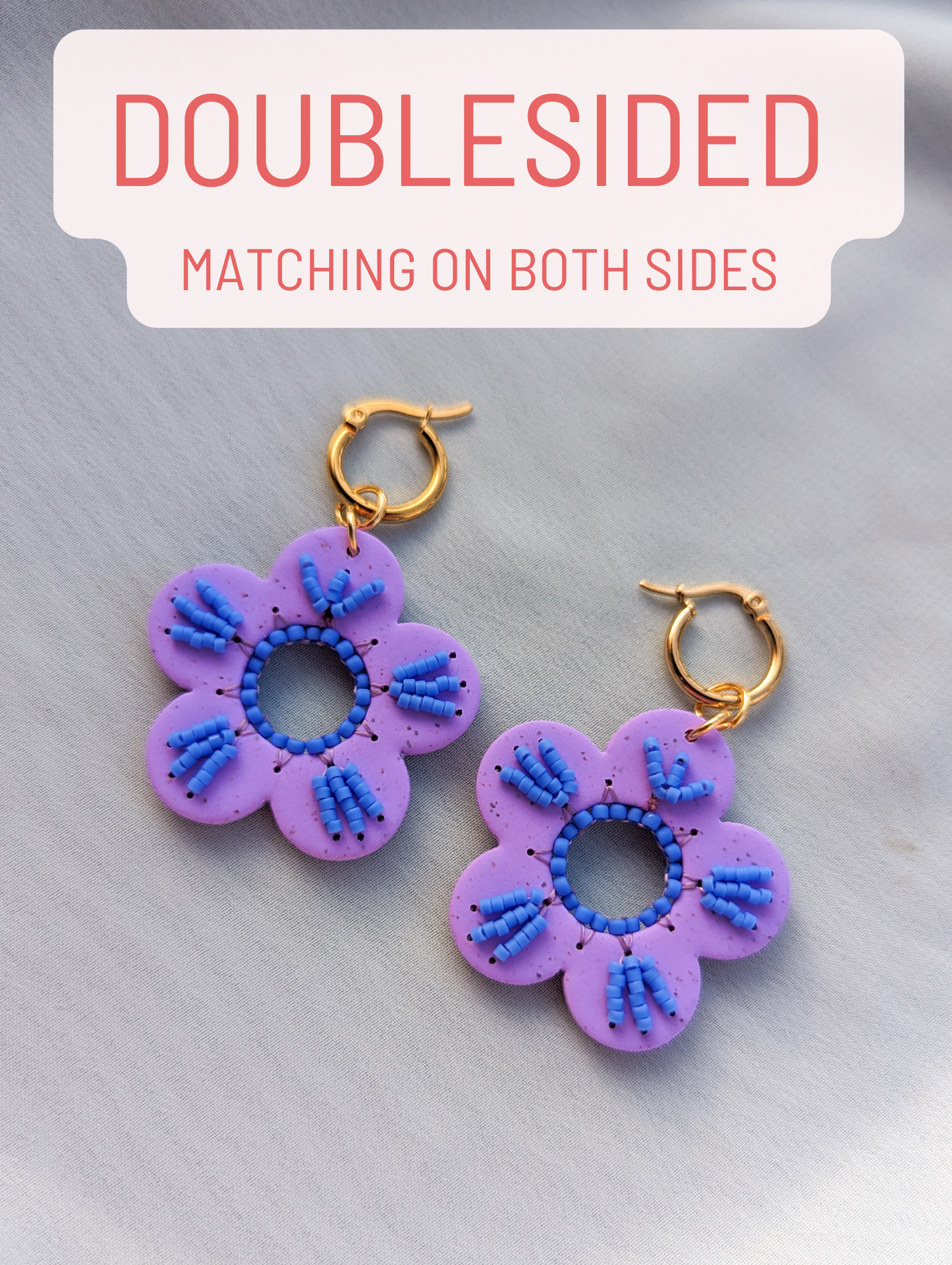 Doublesided Flowers - Speckled Grape - Beaded Stripes