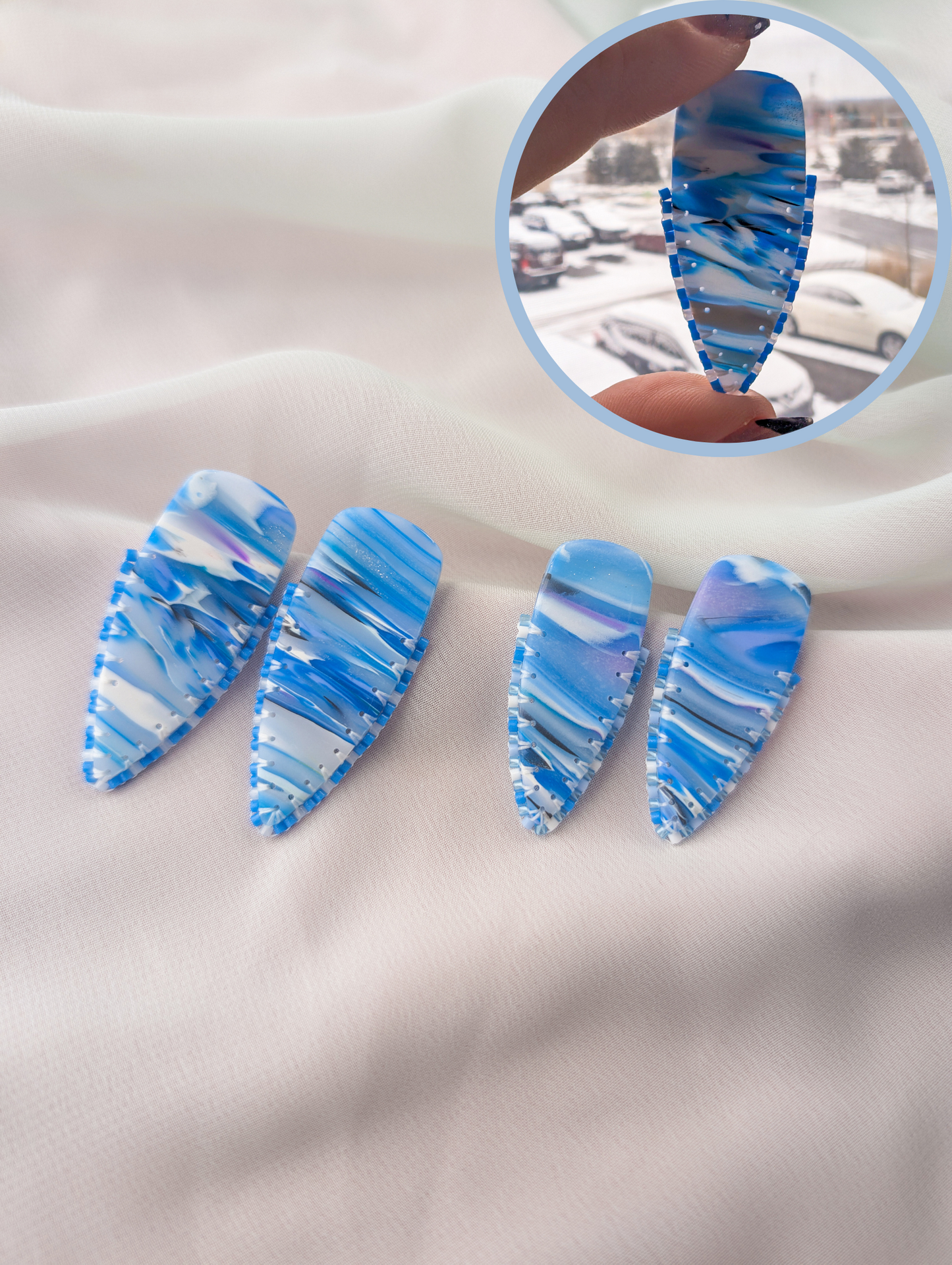 Daggers - Beaded - Blue Agate - Buffed