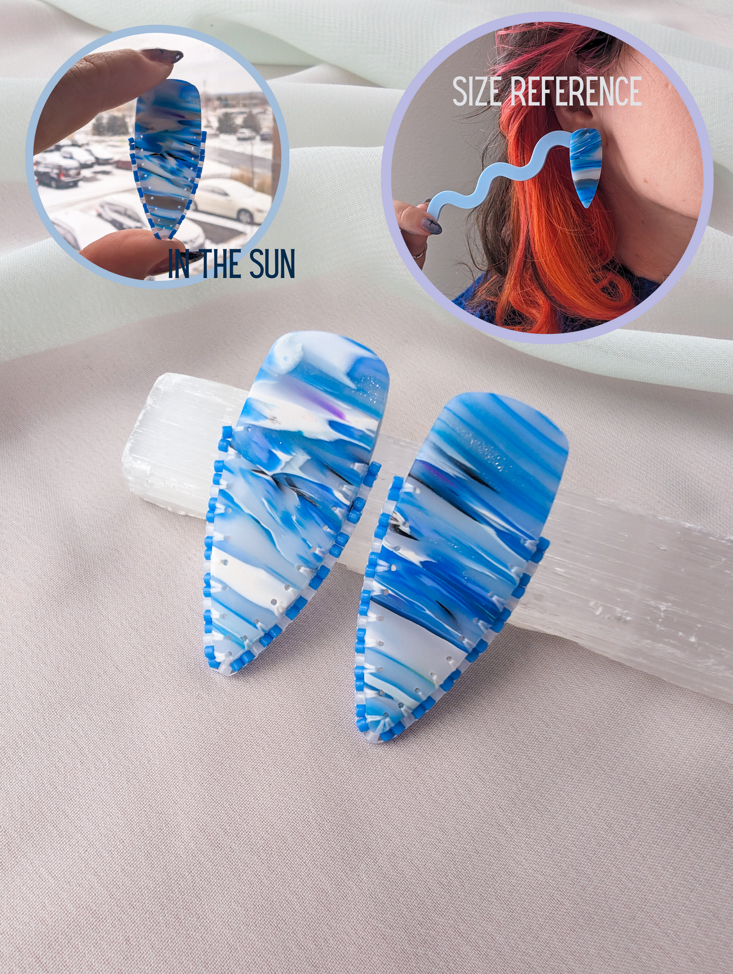 Daggers - Beaded - Blue Agate - Buffed