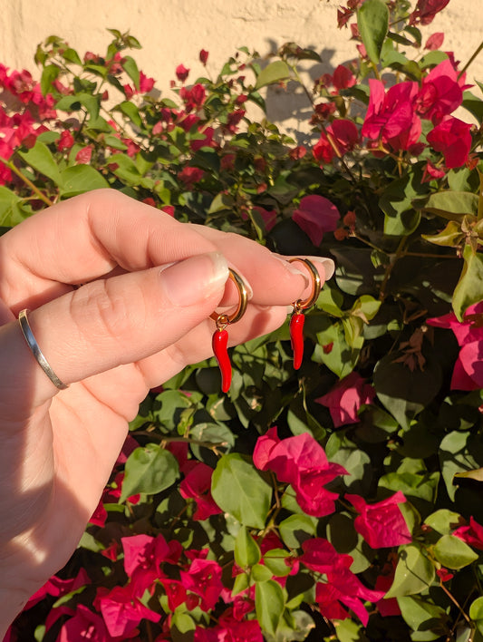 Mini Hoop Charms - Cherry Enamel Spicy Squiggle