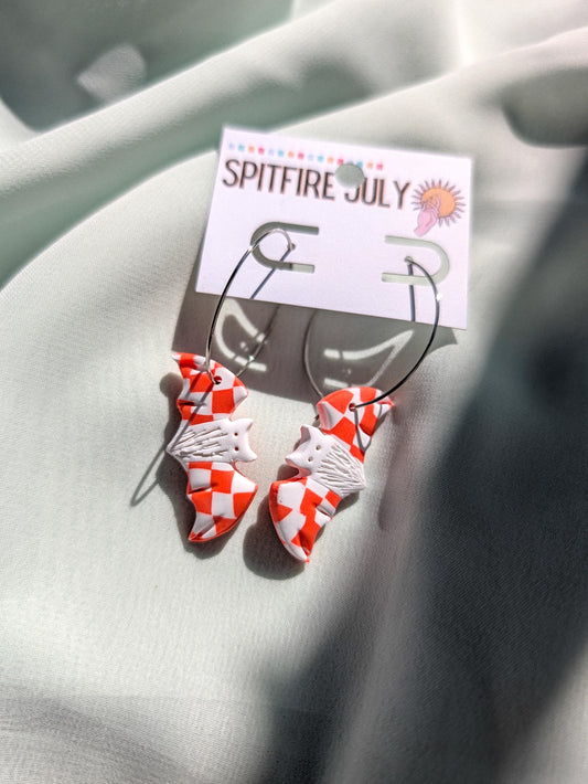 Batty Hoops - Silver & White Checker