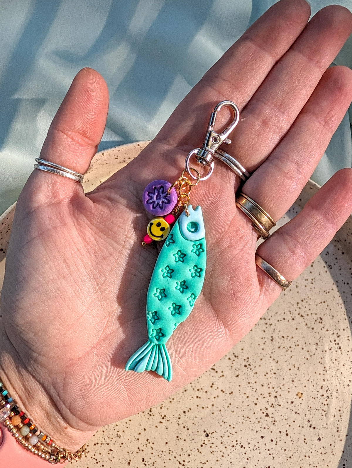 Bag Charm - Floral Sardine - Choose your Color