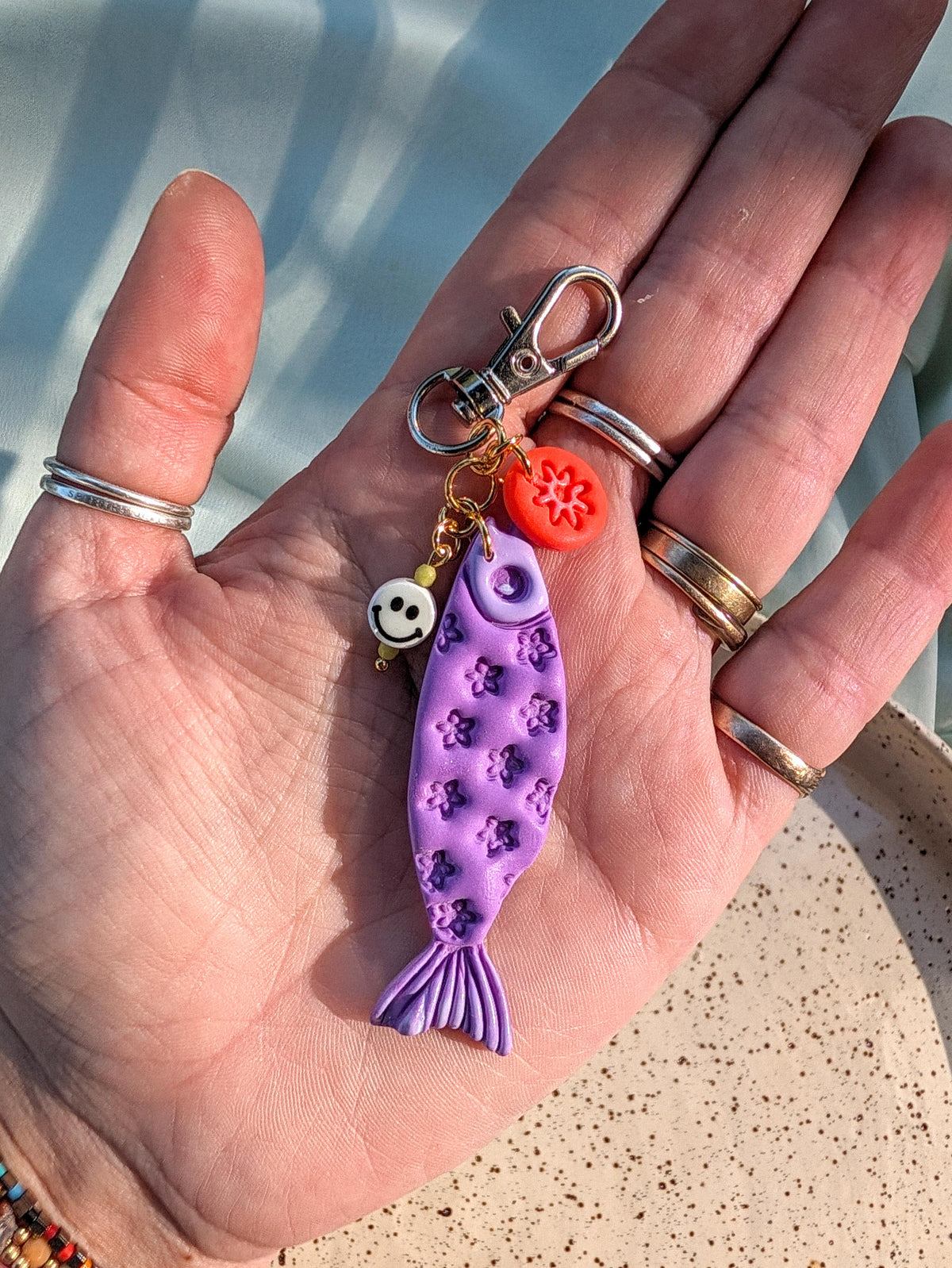 Bag Charm - Floral Sardine - Choose your Color